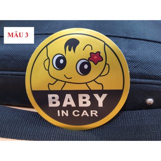 Tem Chữ BABY IN CAR Vàng Đồng Phản Quang Dán Sau Xe Ô Tô