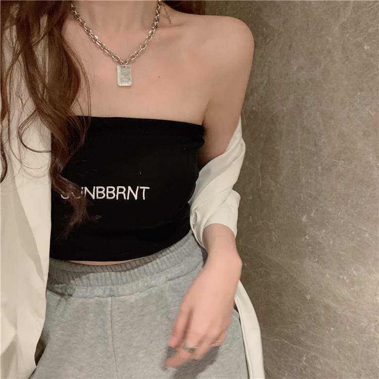 Áo ống DUNEA 3.3 thêu chữ thời trang gợi cảm dành cho nữ