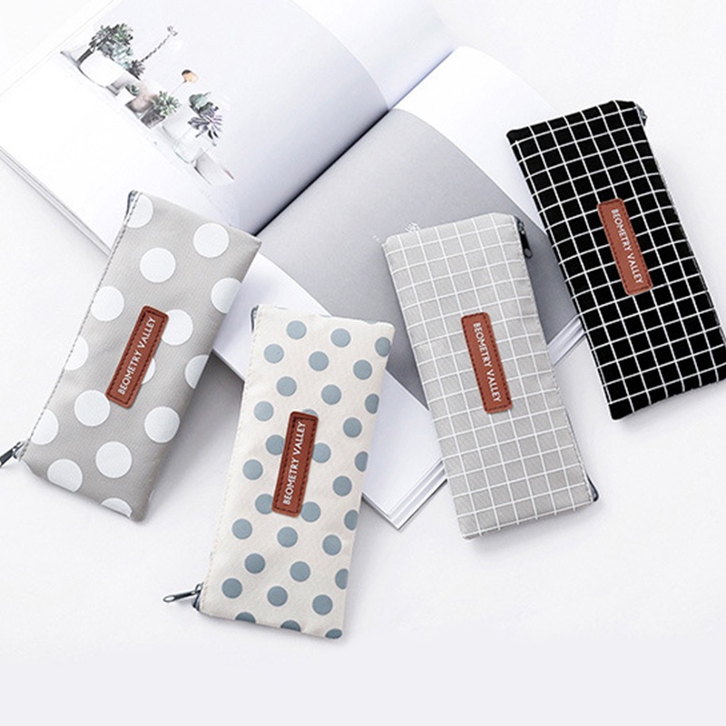 Túi đựng bút bằng vải canvas có khóa kéo đa năng tiện dụng