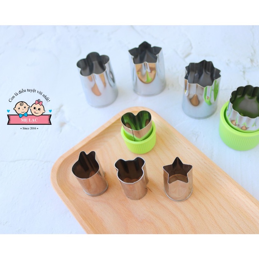 Bộ 8 khuôn inox tạo hình gấu, thỏ, tim, sao, hoa cho bé ăn dặm
