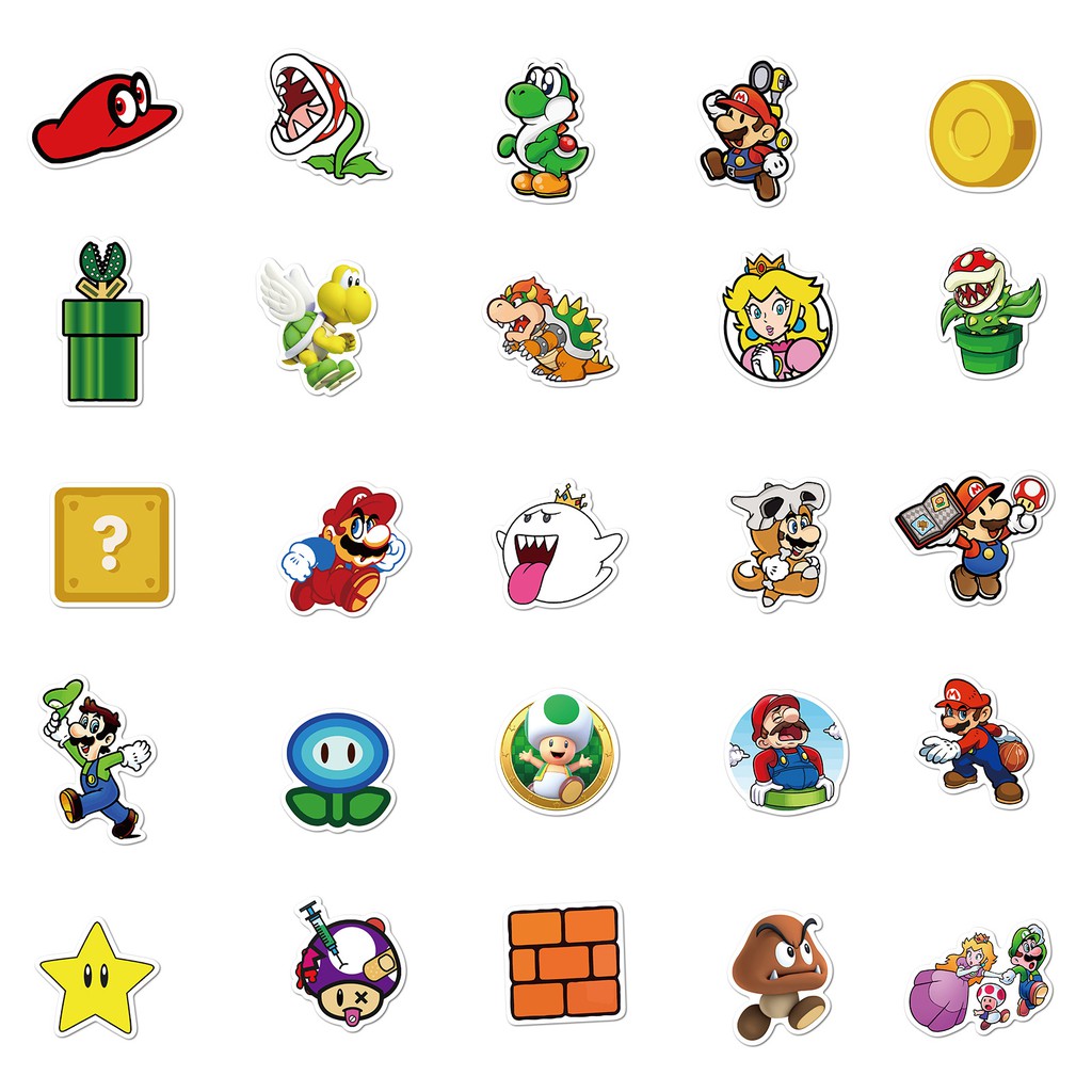 H110 - Sticker Nấm Mario - PVC/ Hình dán Chống nước Mũ bảo hiểm Vali Laptop Điện thoại