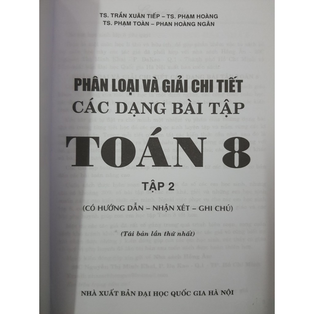 Sách - Phân loại và giải chi tiết các dạng bài tập Toán 8 tập 2