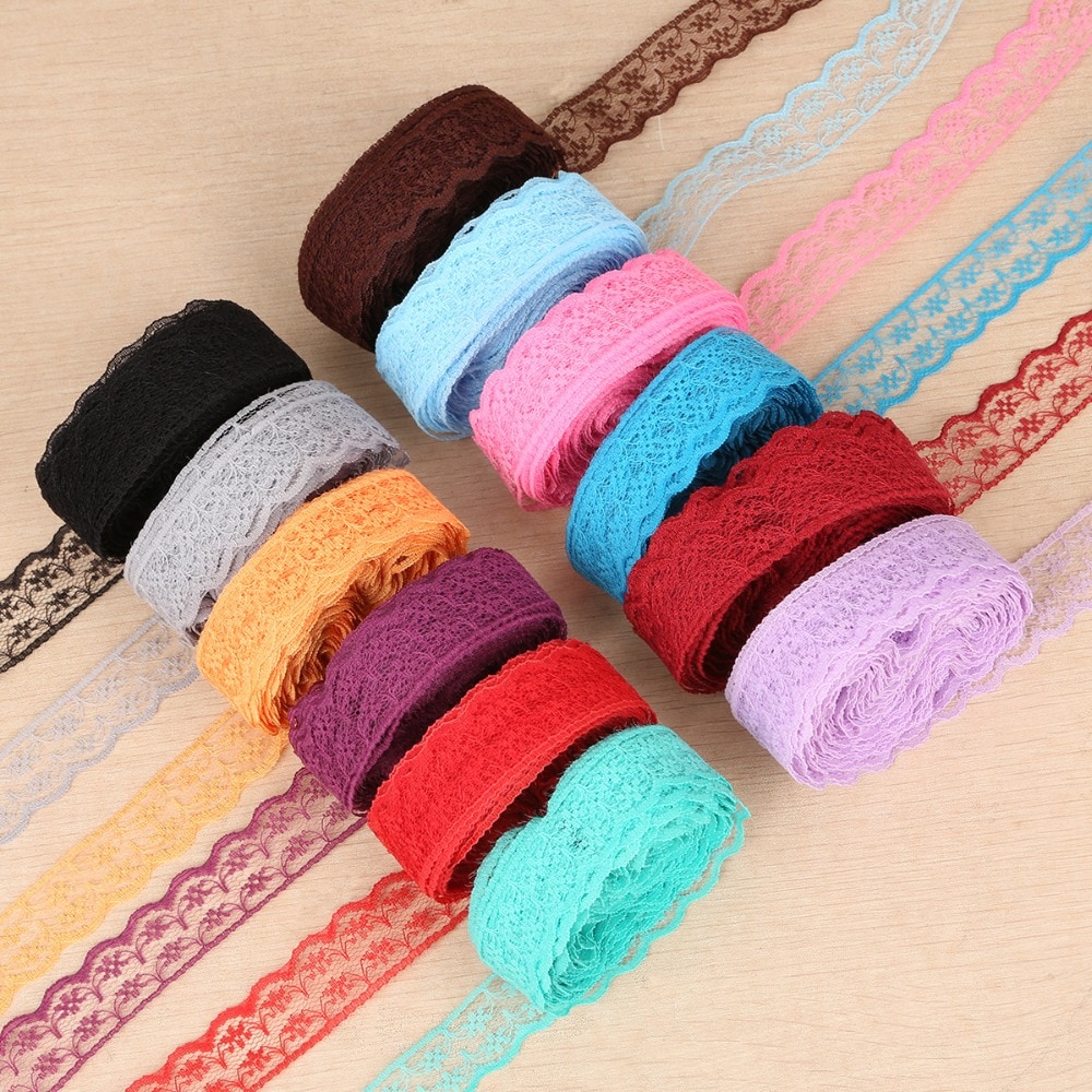 Cuộn Dây Ren Thêu Hoa Chiều Rộng 2Cm Dài 10 Yard Dùng Trang Trí Thủ Công