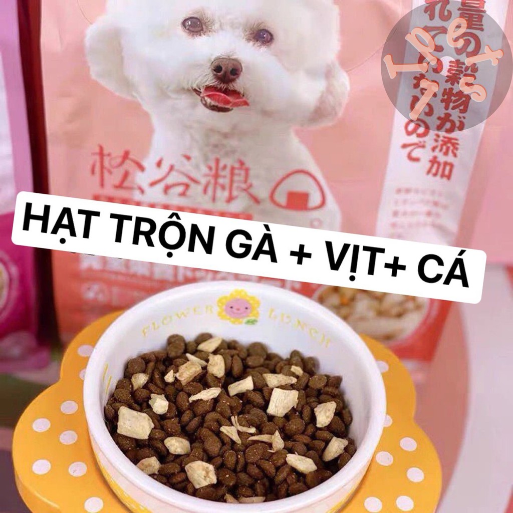[1.5kg] HẠT NHẬT MIX THỊT TƯƠI SẤY ( Phun phủ bột gà sấy )  VÀ GÀ + CÁ HỒI + VỊT DÀNH CHO CHÓ