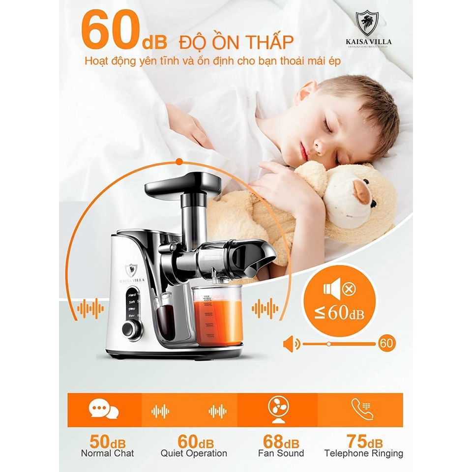 Máy ép trái cây tốc độ chậm Kaisa Villa Model KV-ZS168 (Bảo hành 6 tháng động cơ)