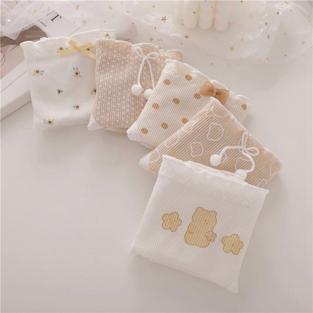 Quần Lót Cotton Mềm Mại Lưng Vừa In Họa Tiết Hoa Phong Cách Hàn Quốc Cho Nữ