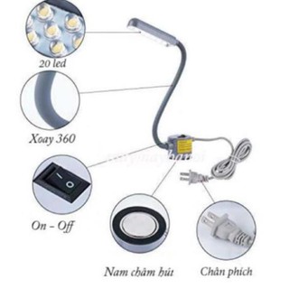 Đèn Led Máy May 20 Bóng Có Cần Có Lam Châm Hút Tiện Dụng, Siêu Sáng
