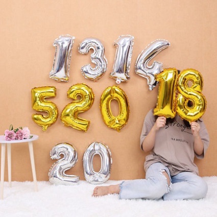 bóng bay trang trí [FREESHIP] set 10 bóng số trang trí (cùng 1 số) cao 40cm