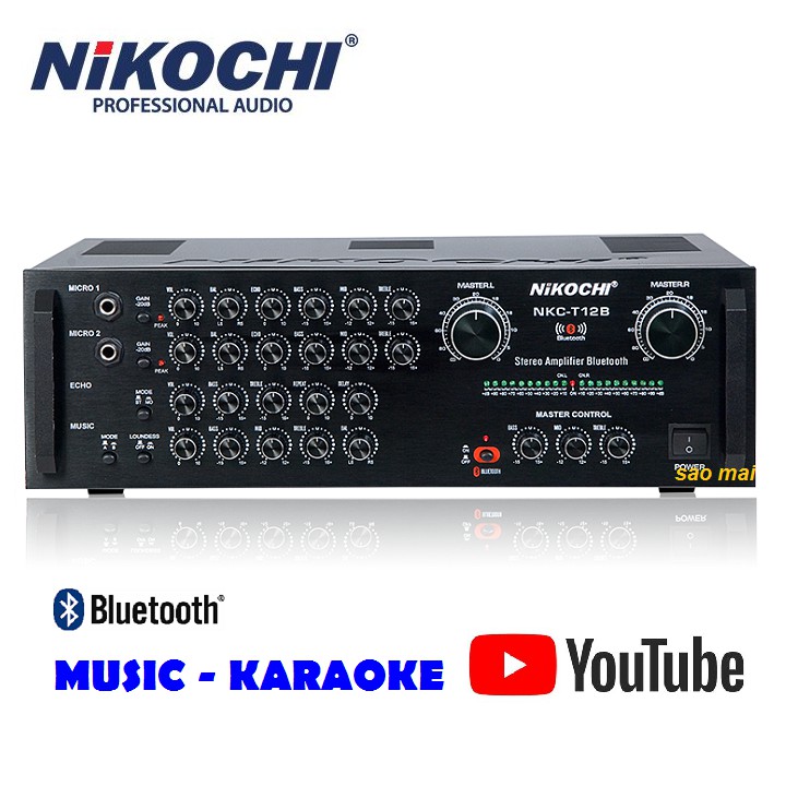 Amply Bluetooth Ampli karaoke nghe nhạc NIKOCHI T12B - Hàng chính hãng cao cấp