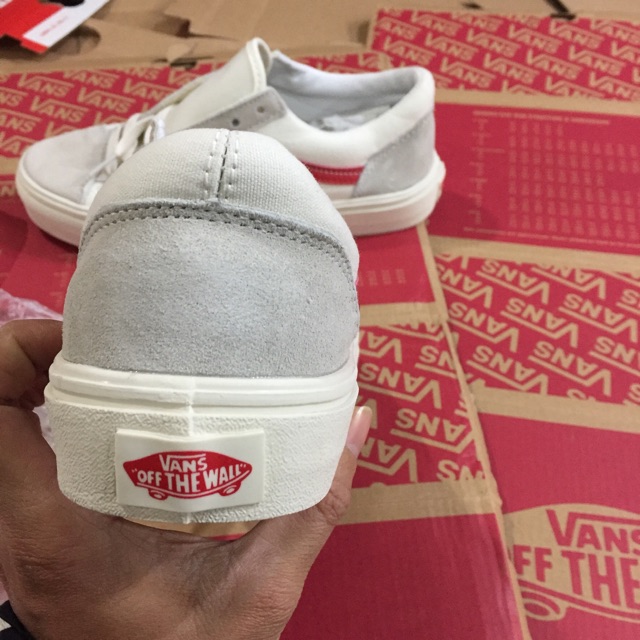 Giày Vans Style ( trắng sọc đỏ)