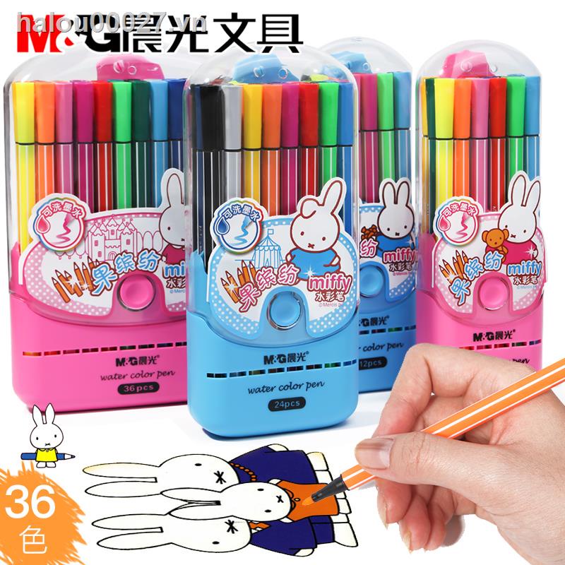 Watercolor pen☏❧♕Văn phòng phẩm sinh nhật Chenguang Mifei bút lông màu nước bộ trẻ em có thể giặt an toàn 18 màu / 24 màu / 36 màu người mới bắt đầu vẽ graffiti học sinh tiểu học bằng bút màu vẽ tay