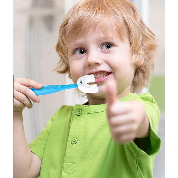 [ĐƯỢC CHỌN MÀU] Bàn Chải Đánh Răng Em Bé Chữ U Chất Liệu Silicon Siêu Mềm Giúp Bé Tập Đánh Răng Dễ Dàng