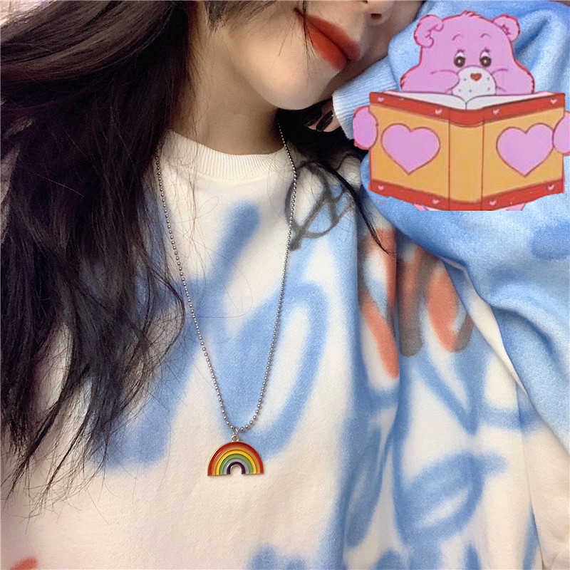 Vòng cổ chuỗi hạt cầu vồng phong cách Hàn Quốc trẻ trung dành cho nữ