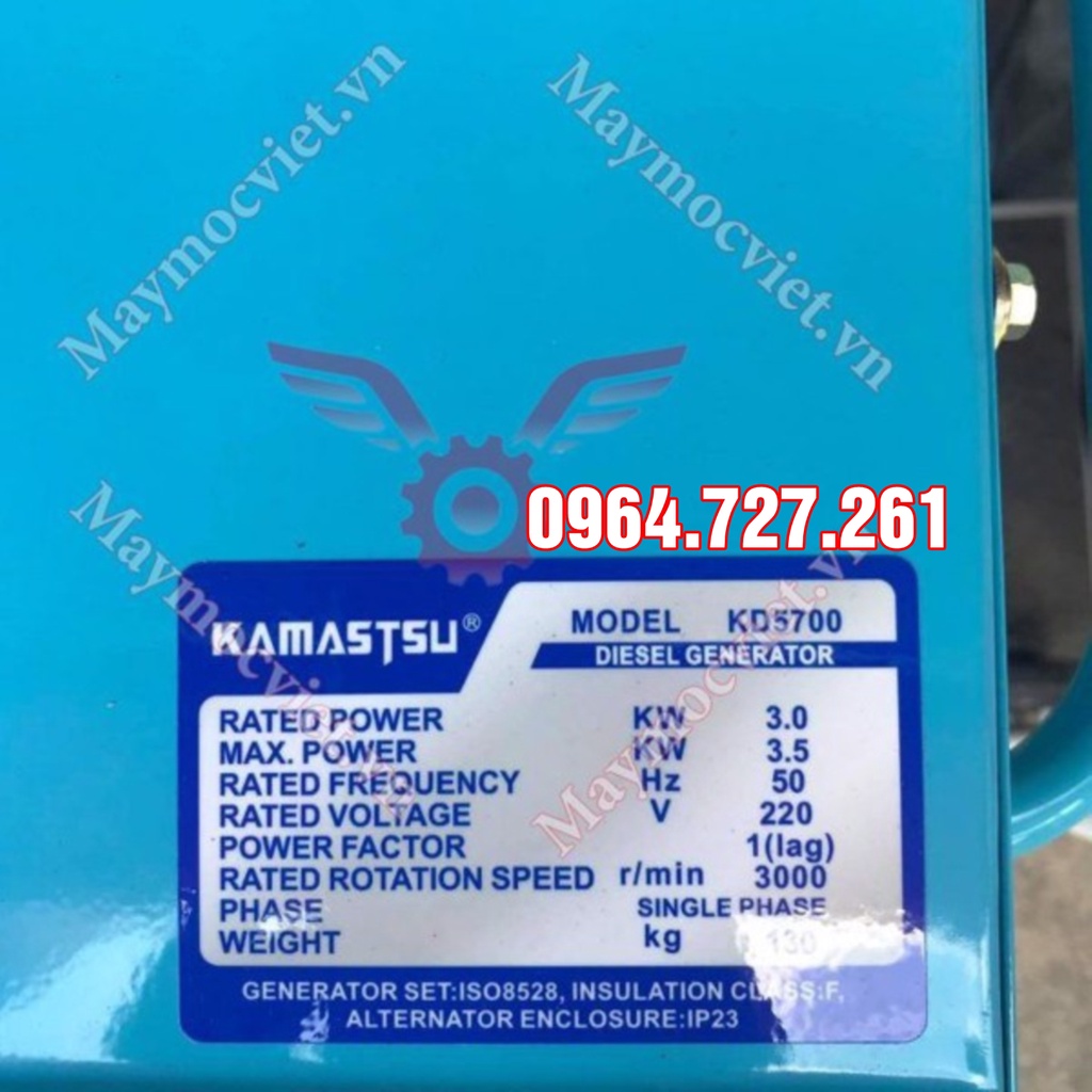 Máy phát điện đề nổ chạy dầu Kamastsu KD 5700 công suất 3KW
