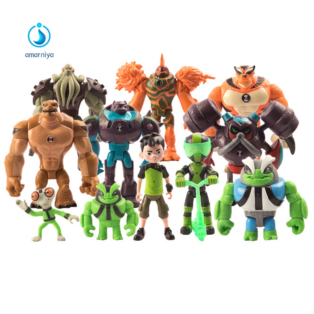 Bộ 11 mô hình nhân vật phim Ben 10 Heatblast Humongousaur bằng PVC