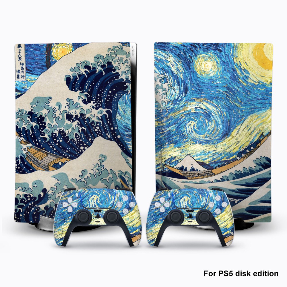 New Vinyl Sticker For PS5 Accessories Decal Protective Skin for PlayStation 5 Digital Edition Console and 2 Controllers 【nuuo】