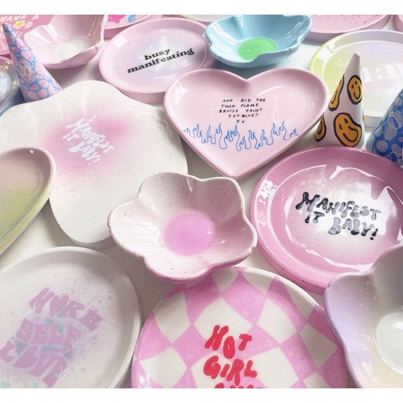 SET TRANG TRÍ KHAY THẠCH CAO // DIY PAINTING GYPSUM TRAY