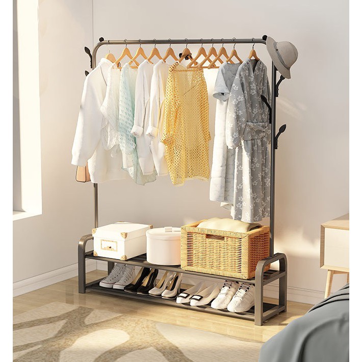 Giá Treo Quần Áo Thời Trang 2 Tầng, Ngăn Chứa Giày Dép Tiện Lợi