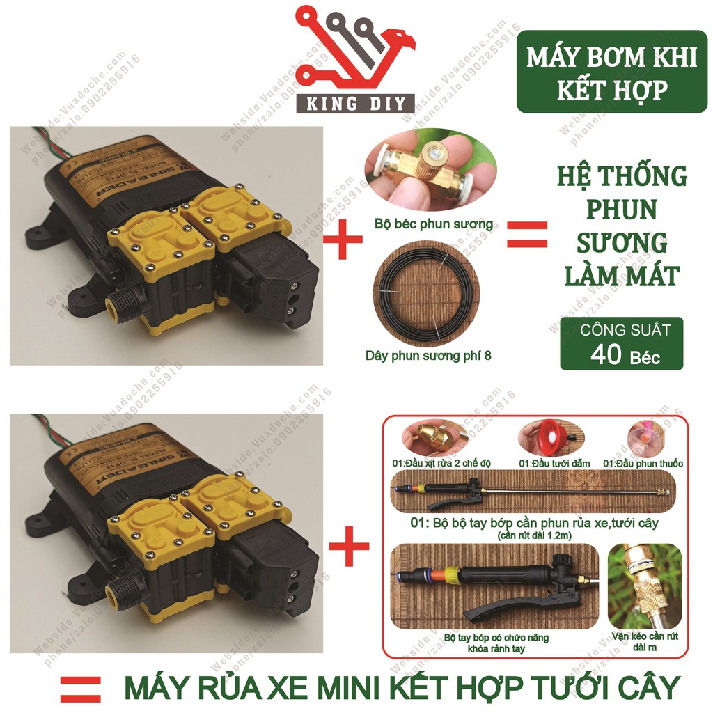 Máy bơm đôi sinleader tăng áp mini 12v 96w, Máy bơm nước mini tăng áp 12V tự ngắt ÁP LỰC MẠNH NHẤT TRONG PHÂN KHÚC