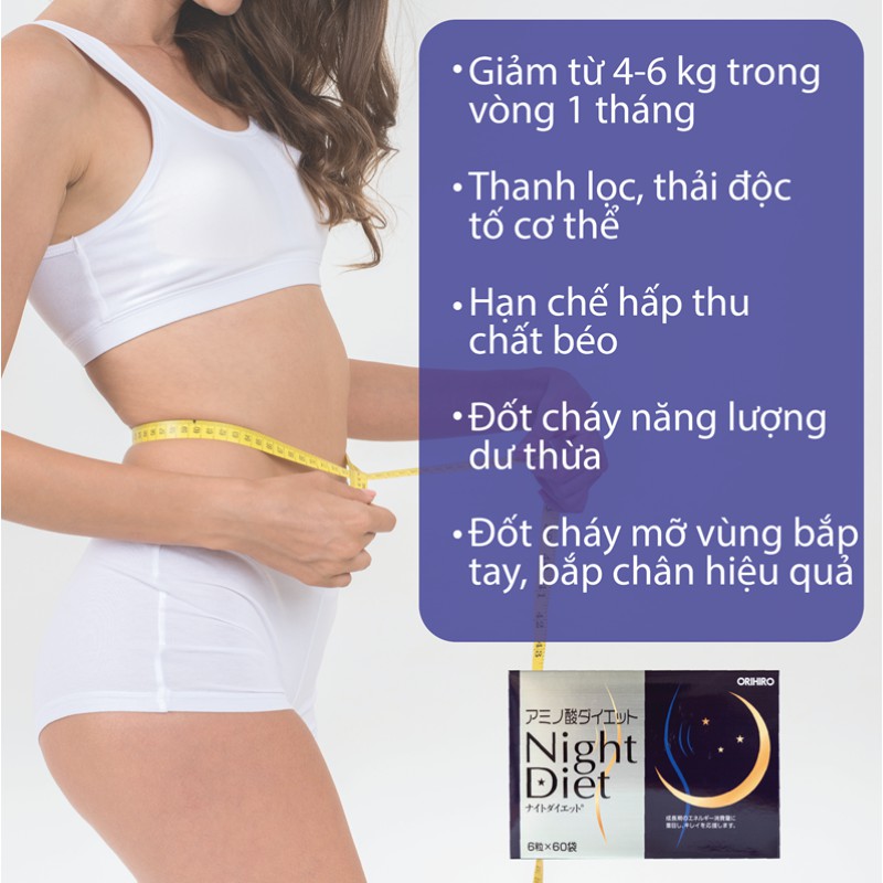 Viên uống giảm cân Night Diet Orihiro hộp 60 gói