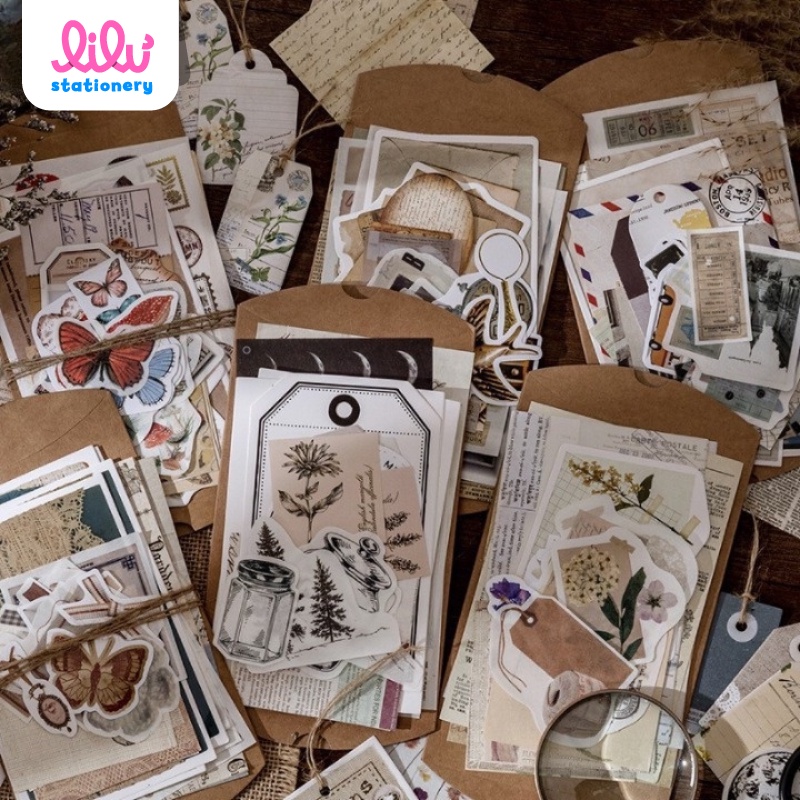 Sticker vintage giấy note giấy nền set 30 tờ HD79-K77 trang trí DIY Crafts, Scrapbook, Journal, Diary, Planner
