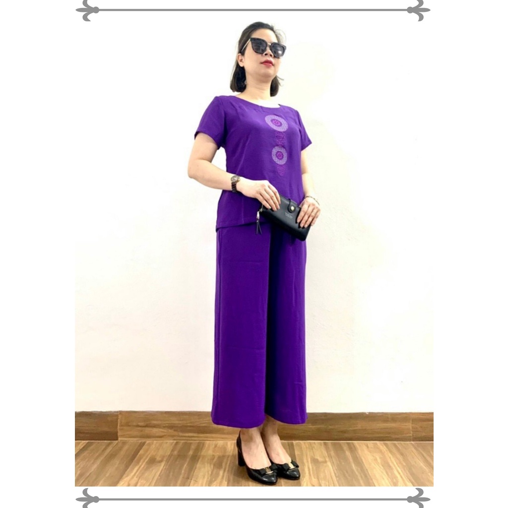 Bộ Đũi Trung Niên Nữ Cộc Tay Mặc Nhà Cho Mẹ - Thời Trang Trung Niên Cao Cấp