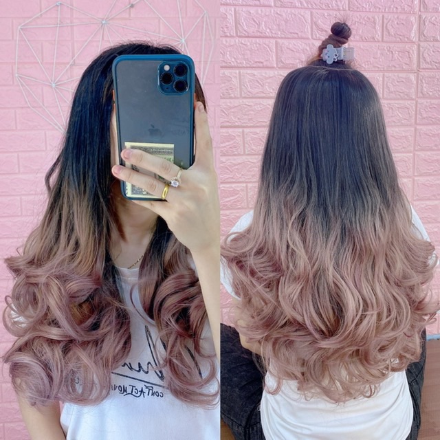 Tóc kẹp chữ U ombre ❤️ sóng lớn dài 55cm