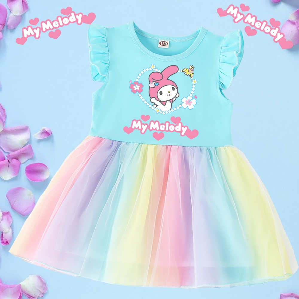 Đầm Công Chúa Tay Ngắn In Họa Tiết HELLO KITTY Dễ Thương Thời Trang Mùa Hè Cho Bé Gái