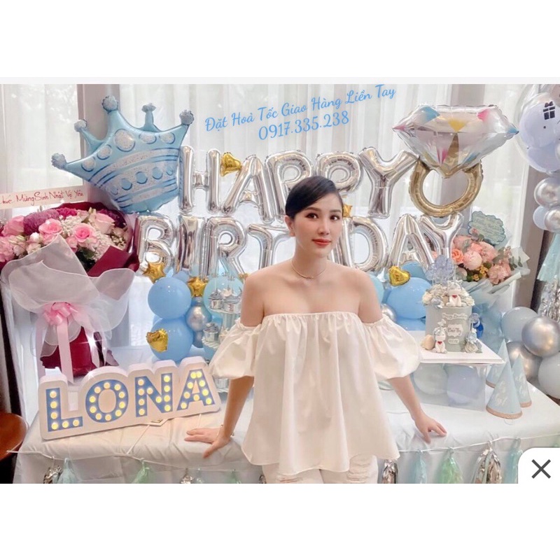 Set Bóng Trang Trí snh nhật phối màu xanh bạc cực cute