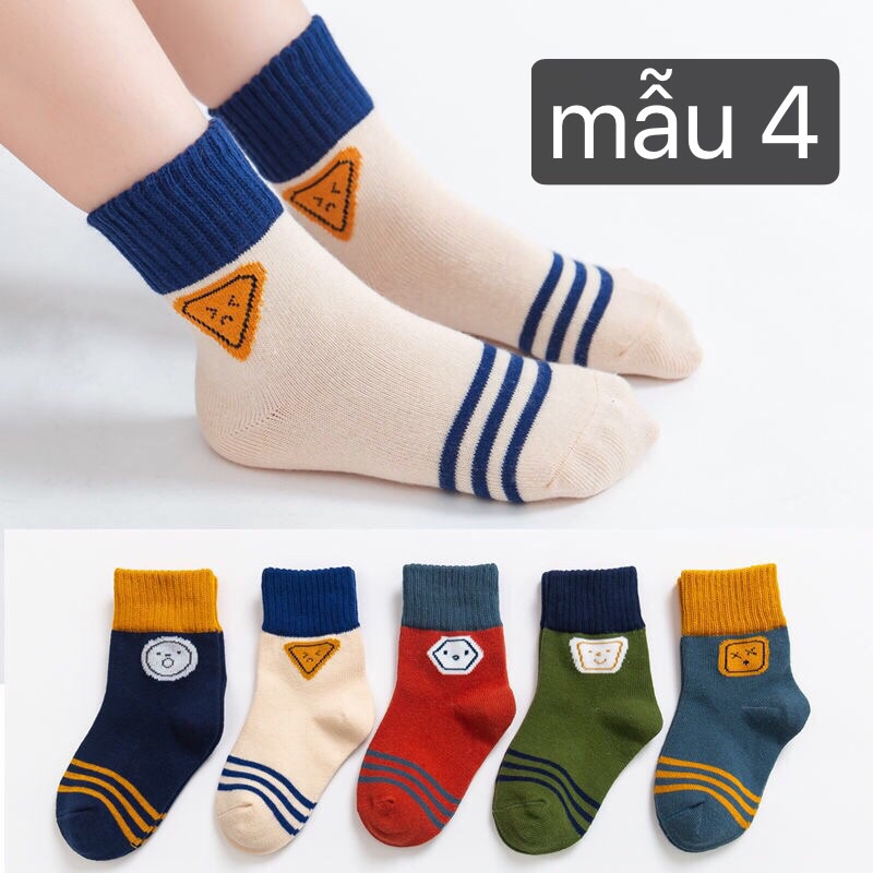 Sét 5 đôi tất cotton không xù cho bé trai , bé gái từ 1-10 tuổi