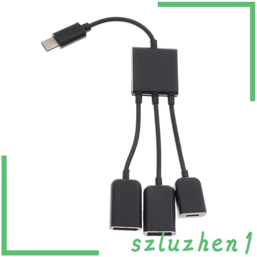 (Hi-Tech) Usb 3.1 Type C Male To Female 2 Dual Usb A 2.0 + Micro Usb 3 Trong 1 Otg Hub