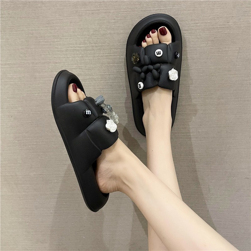 Dép lê nữ quai ngang đế đúc cao 3p thời trang unisex bánh mỳ TẶNG KÈM STICKER Brearbrick ngộ nghĩnh Hottrend 2022