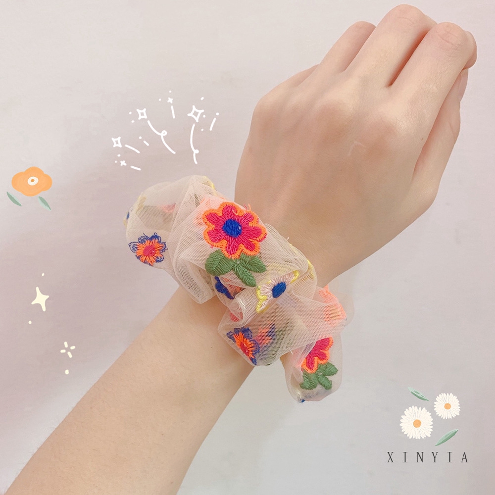 Dây Buộc Tóc Co Giãn Họa Tiết Hoa Thời Trang Cho Nữ