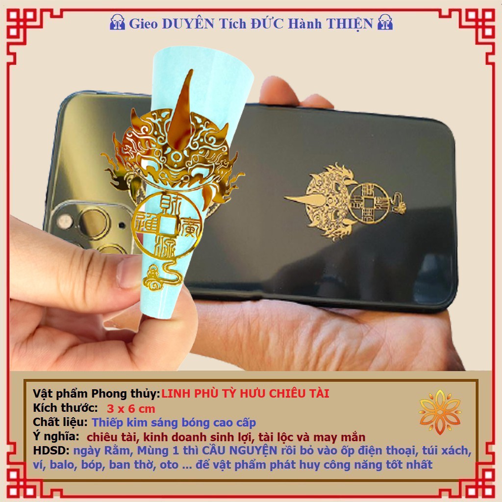 Miếng dán điện thoại Tỳ Hưu tài lộc - PHONG THỦY LIÊN HOA | BigBuy360 - bigbuy360.vn