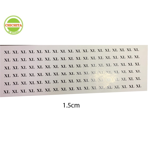 [Giá Tại Xưởng] [Hàng có sẵn] 100 tem dán size quần áo 1.5cm giá rẻ