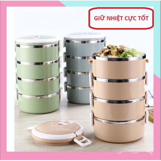 [THANH LÝ LỖ ] Cặp lồng inox 4 tầng , cà men giữ nhiệt