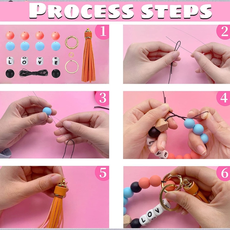 Hạt Silicone Xỏ Dây Tua Rua Làm Trang Sức Thủ Công DIY