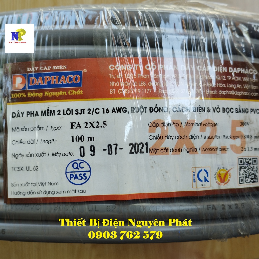 Dây Điện Đôi 2x2.5 - Lẻ 01 Mét Dây Pha Tròn Xám 2 Lớp Vỏ Bọc PVC