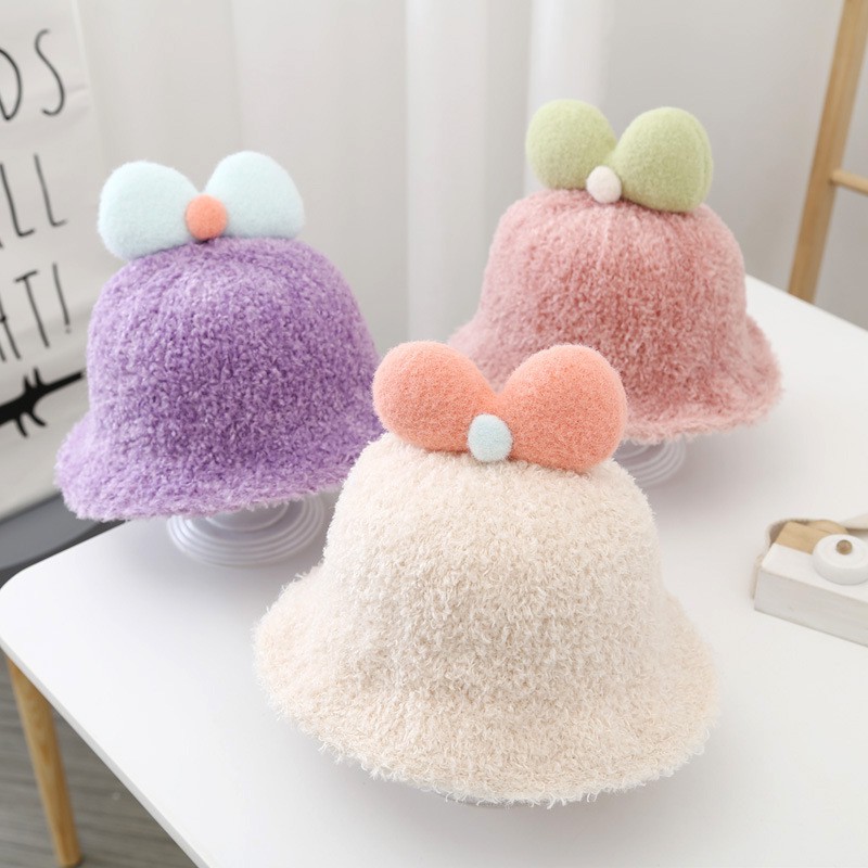 Nón Len Tai Bèo Giữ Ấm Mùa Thu Đông Dễ Thương Cho Bé Gái