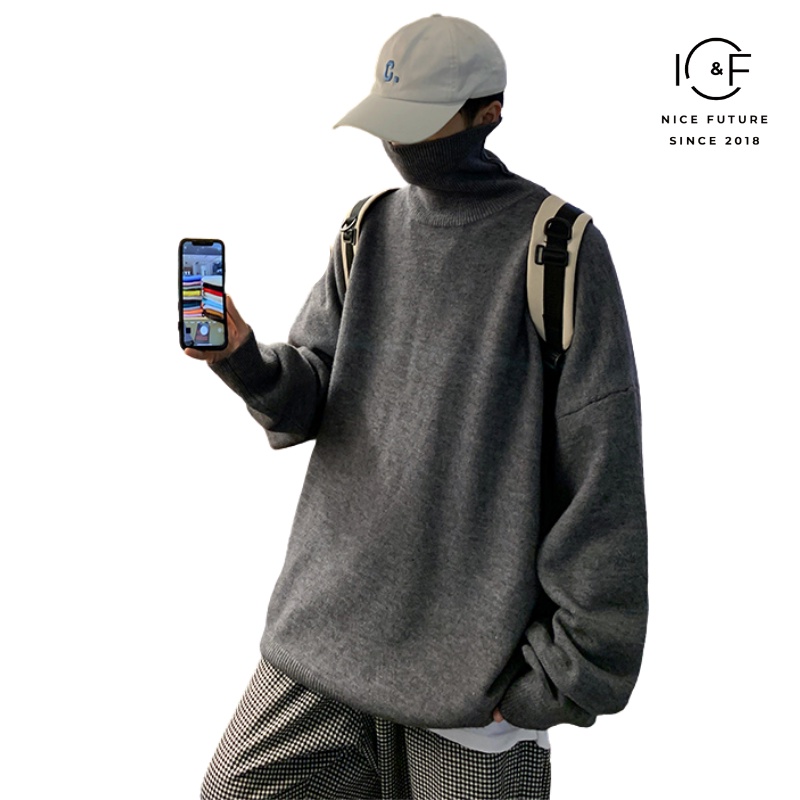 Áo len IFNICEFUTURE tay dài cổ lọ thời trang cho nam