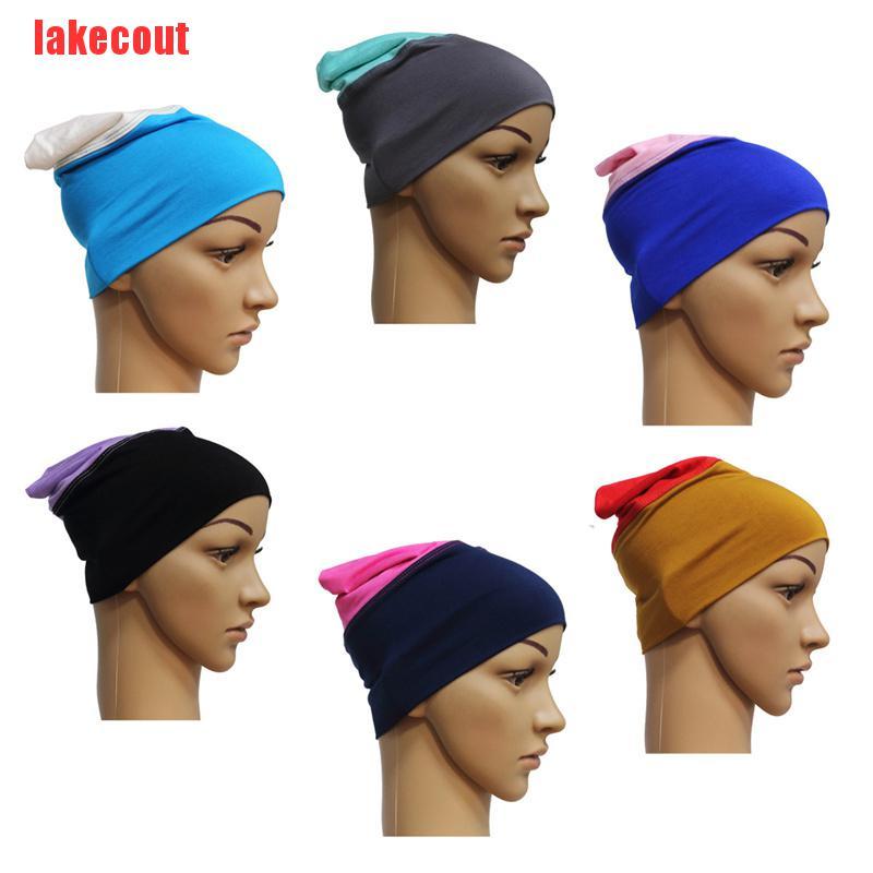 {lakecout}Muslim cross bottoming cap head hot drilling lace turban Muslim contrast color modal cap BZT