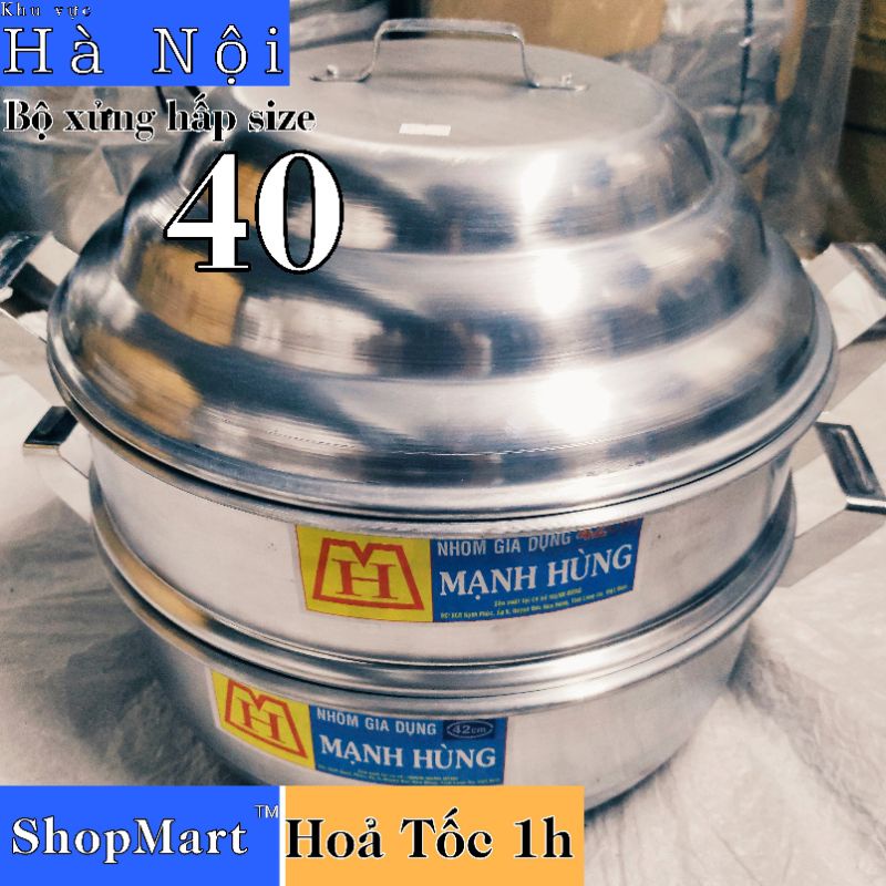 Bộ xửng hấp size 40 cm nhôm Mạnh Hùng chuyên hấp bánh bao, hải sản và thực phẩm