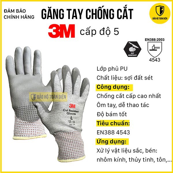 (CHÍNH HÃNG) Găng tay chống cắt 3M cấp độ 5 | Găng chống cắt - Chống mài mòn - Xé rách chuẩn Châu Âu EN388 - Size L