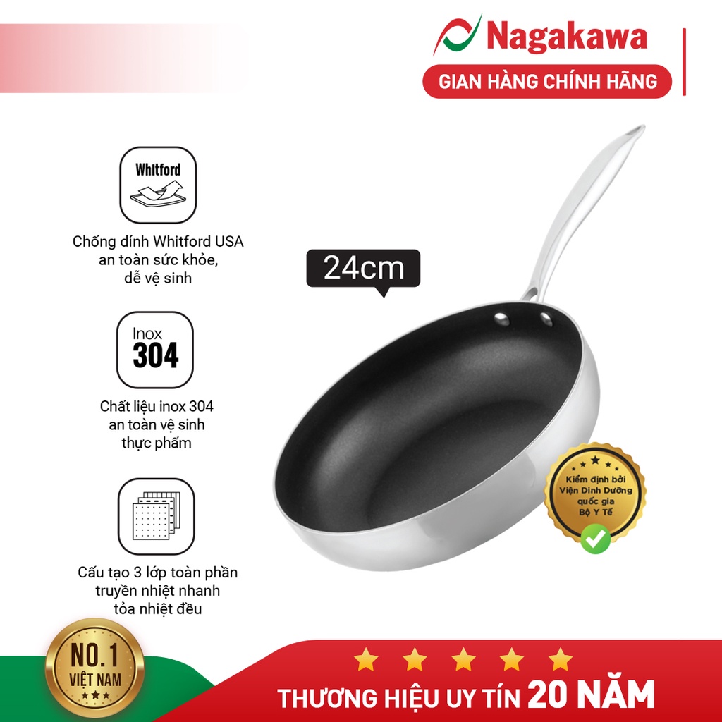 Chảo inox chống dính Nagakawa Natsu NAG2403 / NAG2001