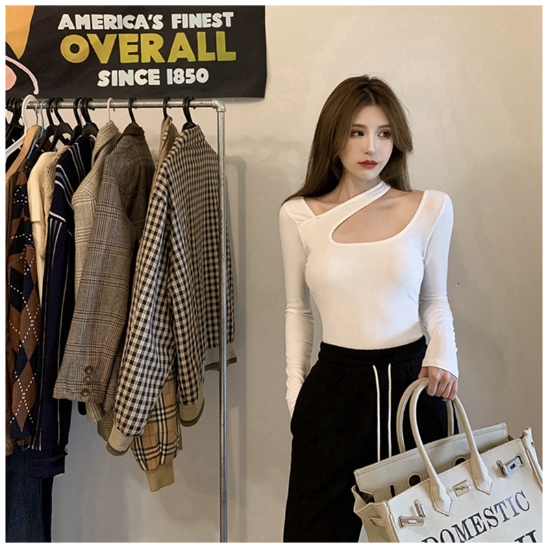 Áo thun lệch vai tay dài quyến rũ thời trang sành điệu cho nữ