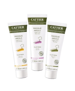 Mặt nạ đất sét Cattier vàng kèm chổi