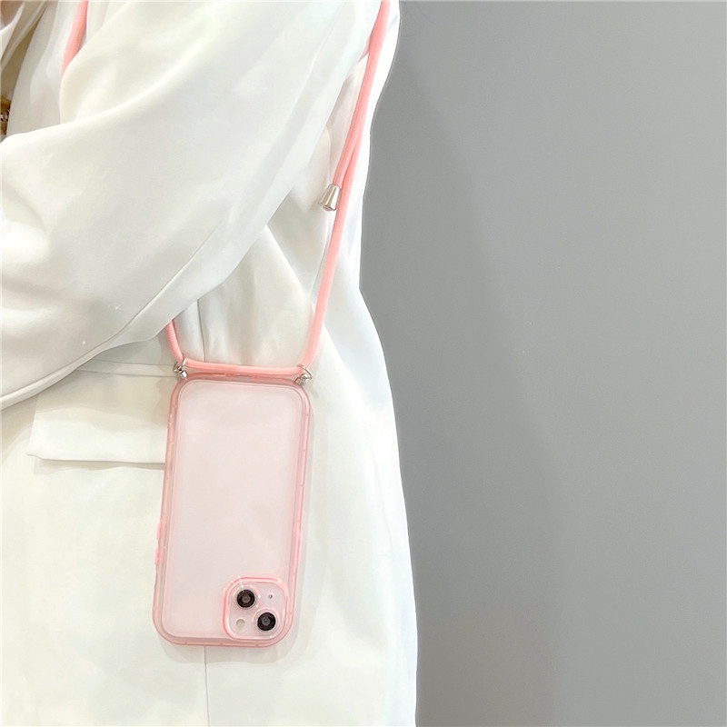 Ốp Điện Thoại Mềm Trong Suốt Chống Sốc Có Dây Đeo Chéo Cho iphone 15promax 14 13 12 11 pro max xs xr x xsmax 7 8 plus 7 8
