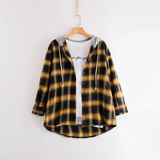 [order 10-20 ngày ] áo khác caro có mũ