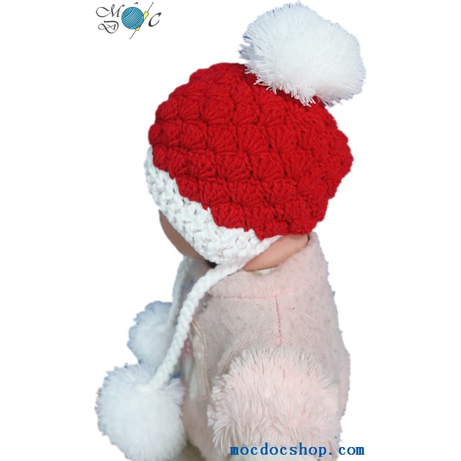 Nón móc len Noel cho bé gái (đủ các size) Mũ bền đẹp, cầm chắc tay do làm thủ công bằng len milk cotton tốt