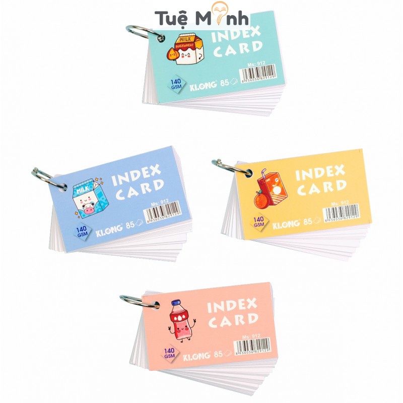 Tập thẻ Index Card A7 85 tờ Klong học ngoại ngữ Ms912  VPPTUEMINH, thẻ ghi nhớ giấy dày